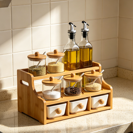 Multi Tier Kitchen Spice Rack Organizer Shelf