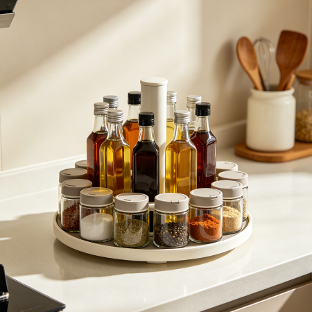 Rotating Lazy Susan Spice Rack Organizer Stand