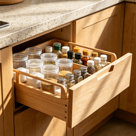 Pull Out Drawer Kitchen Spice Rack Organizer